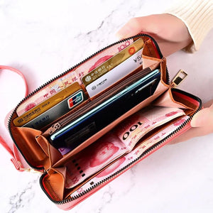 Women's Zipper Wallet Wristlet Hand Purse Pu Leather