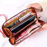 Women's Zipper Wallet Wristlet Hand Purse Pu Leather