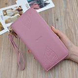 Leaf Print Women's Long Wallet & Wristband Purse
