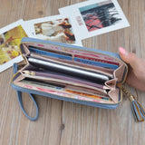 Leaf Print Women's Long Wallet & Wristband Purse