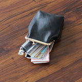 Japan & South Korea Coin Purse Oil Wax Leather Mini Buckle Clip Small Wallet