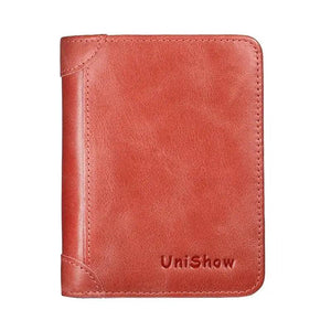 Small Vintage Cowhide Leather Wallet for Women