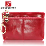 Women Wallets Oil Wax Leather Zipper Coin Purse Female Mini Credit Card Walet