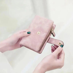 Matte Leather Wallet Short Cartera Mujer