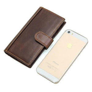 Crazy Horse Leather Daily Cash Holder Men Wallets Vintage Passport Bag