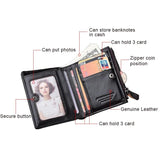 Engraved Leather Men Wallets Vintage Slim Zipper Wallets