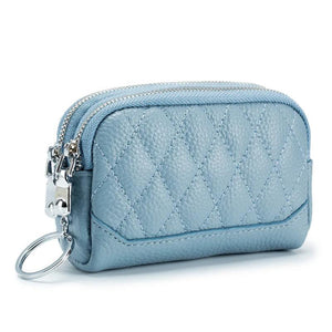 Women Leather Double Layer Zipper Wallets Organizer Purses