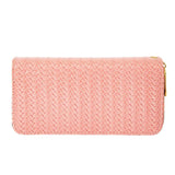 Woven Pattern Leather Wallet, Large Capacity Clutch