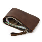 Vintage Zipper Wallet Small Purse Men's Women's Leather