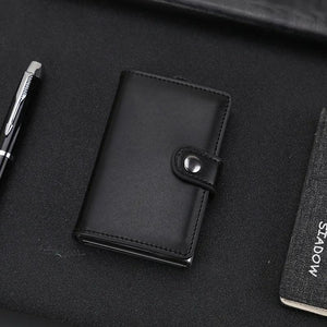 RFID Pull-out CardHolder Men Wallets Slim Metal Wallet Male Vintage Smart Purse
