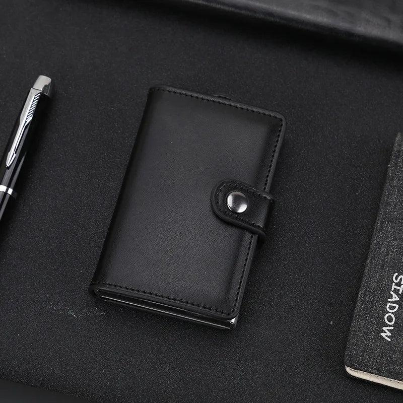RFID Pull-out CardHolder Men Wallets Slim Metal Wallet Male Vintage Smart Purse
