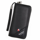 Men's Long Buckle Embossed Multi-Card Trifold Wallet Business