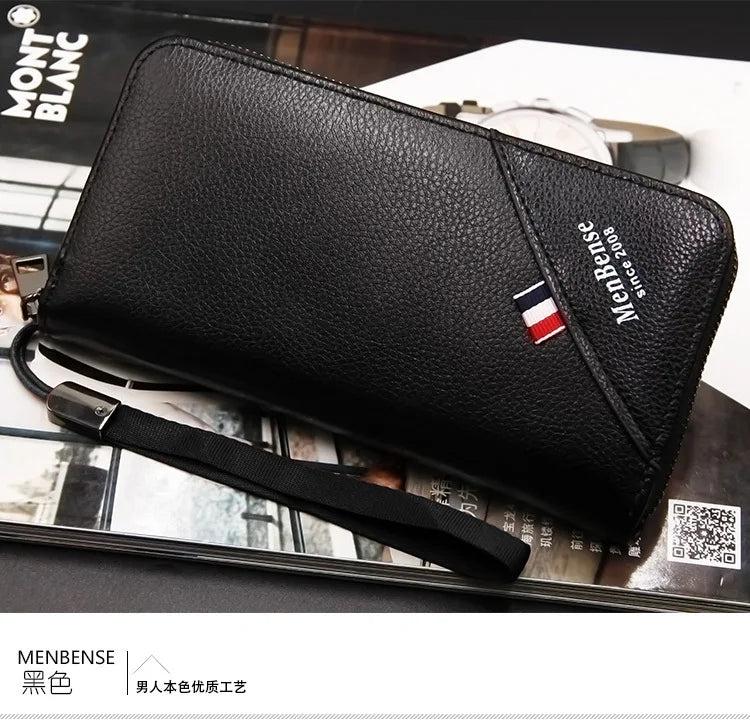 Men's Long Buckle Embossed Multi-Card Trifold Wallet Business