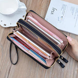Women's Wallet Long Purse Clutch Bag Double Zipper Hand Strap 839