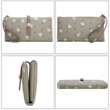Vintage Flower Long Wallet Soft Leather Zipper Pocket Ladies Purses