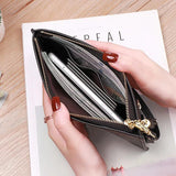 Women's Tassel Wallet High PU Leather Wrist Bag Zipper Purse Solid