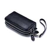 Woman Handbag Wristlet Evening Party Bag Clutch Wallet Three Zipper Cow Leather