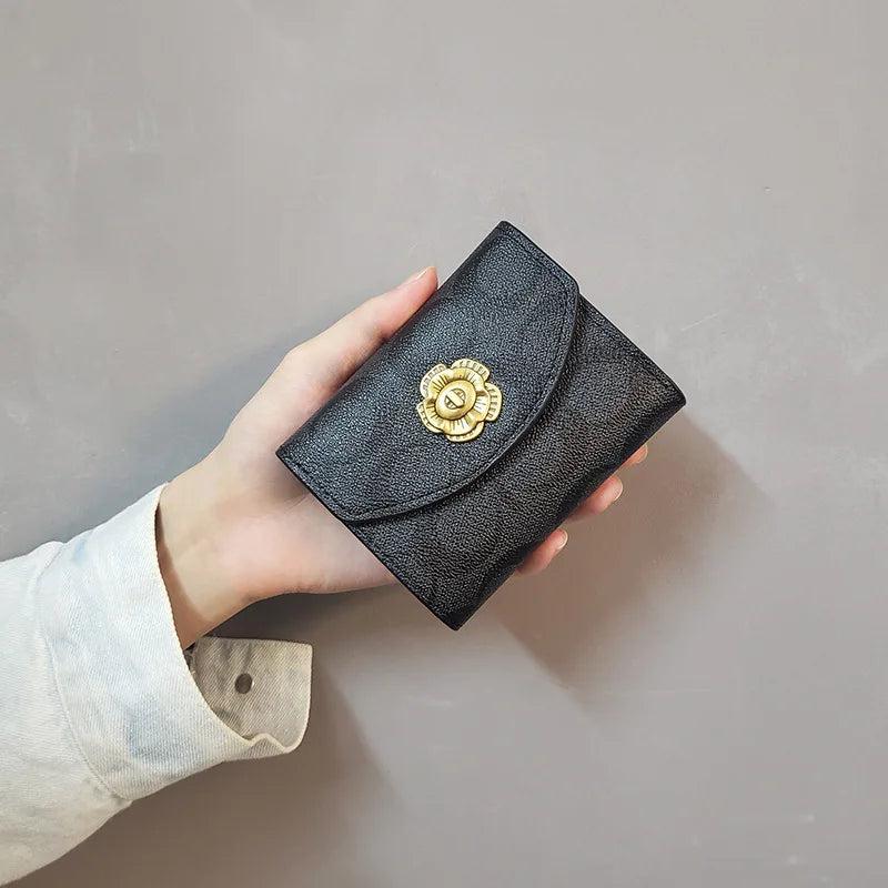 Small Fresh Flower Wallet Short Tri-fold Money Clip