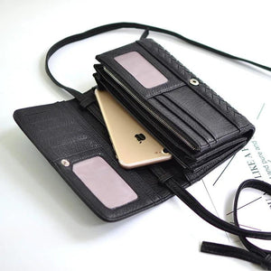 Knitting PU Leather Clutch Wallet Women's Wallet