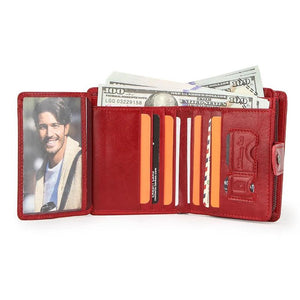 Contact's Leather Wallet Women Zipper Purses Lady Wallets for Girls Money Bag