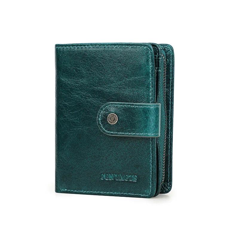 Contact's Leather Wallet Women Zipper Purses Lady Wallets for Girls Money Bag