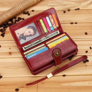 Long Leather Female Clutch Purse Cellphone Bag