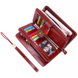 Long Leather Female Clutch Purse Cellphone Bag