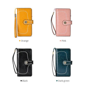 RFID Leather Long Wallet Women