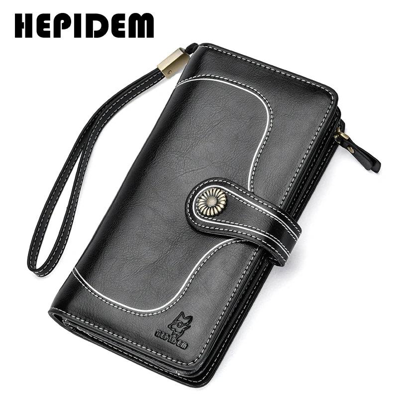 RFID Leather Long Wallet Women