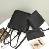 9 Colors 4PCS Women PU Leather Shoulder Bag Set Tote Messenger Purse Bag