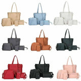 9 Colors 4PCS Women PU Leather Shoulder Bag Set Tote Messenger Purse Bag