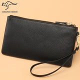 KANGAROO KINGDOM women wallets long leather cowhide zipper slim clutch purse