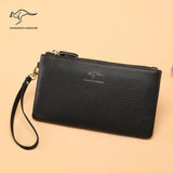 KANGAROO KINGDOM women wallets long leather cowhide zipper slim clutch purse