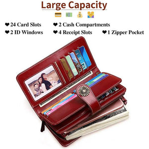 SENDEFN Women Wallets Large Capacity Clutch Purse Split Leather