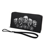 Punk Skull Head Leather Wallet Vintage Cowhide Long Clutch Bag