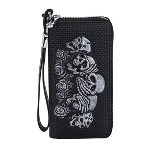 Punk Skull Head Leather Wallet Vintage Cowhide Long Clutch Bag