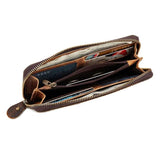 Men Leather Wallets Metal Skull Cross Pattern Purses Vintage Cowhide Money Bag