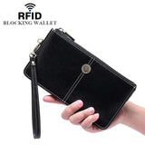 Large-Capacity Leather Wallet Zipper Phone Bag Women Carteira