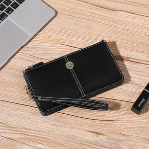 Large-Capacity Leather Wallet Zipper Phone Bag Women Carteira