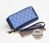 Women's Leather Double Zipper Wallet Varnished Key Case