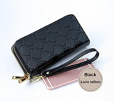 Women's Leather Double Zipper Wallet Varnished Key Case