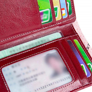 Leather Trifold Coin Purse Buckle Retro Cowhide Women's Wallet