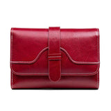 Leather Trifold Coin Purse Buckle Retro Cowhide Women's Wallet