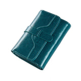 Leather Trifold Coin Purse Buckle Retro Cowhide Women's Wallet