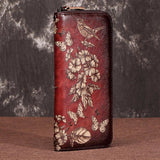 Floral Print Money Clips Clutch Zipper Bag Multi-Cards Leather Women Lo
