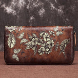 Floral Print Money Clips Clutch Zipper Bag Multi-Cards Leather Women Lo
