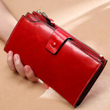 MAHEU Leather Long Wallet Women Clutch Purse Real Cowskin Party Purse for Ladies