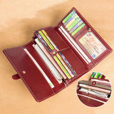 Vintage Oil Wax Women Leather Wallet Large Capacity Clutch Purse Ladies Bag