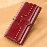 Vintage Oil Wax Women Leather Wallet Large Capacity Clutch Purse Ladies Bag
