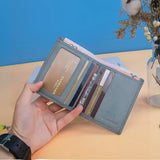 Minimalist Women's Small Leather Wallet Cowhide Purse